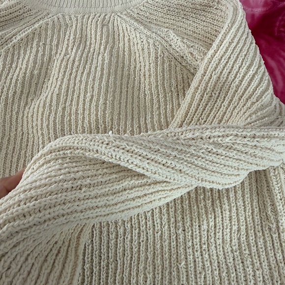 aerie Cream Ribbed Polo Sweater Pullover - Picture 5 of 6